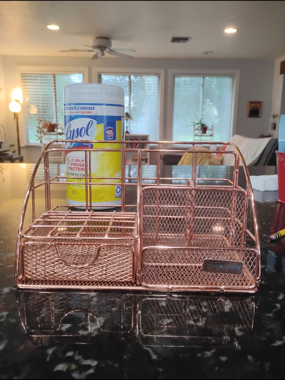 Rose Gold Mesh Desk Organizer
